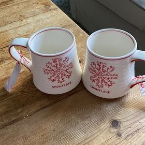 2 Brand New Molly Hatch Snowflake Christmas Mugs